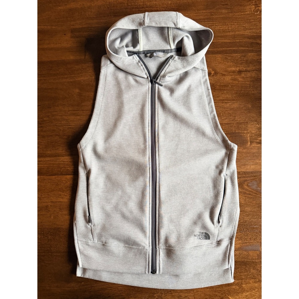 The North Face Womens Sleeveless Full Zip Hoodie Gray Heather Active Vest S